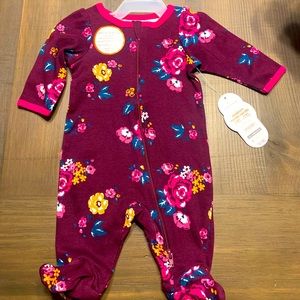 Baby girl onesie with long sleeves and attached footies